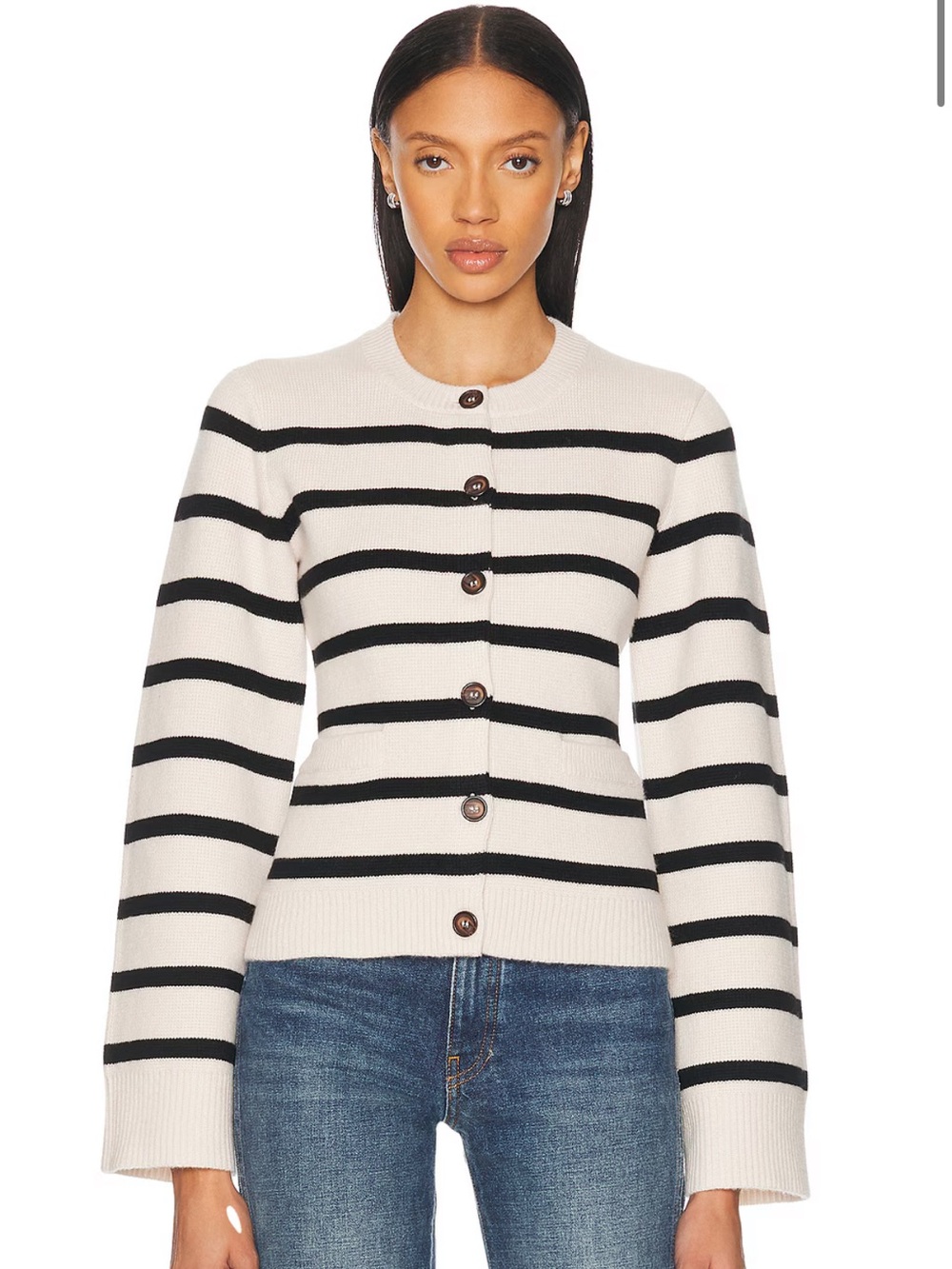 NWT Jenni Kayne Cooper Cardigan Ivory/Black Stripe XS
